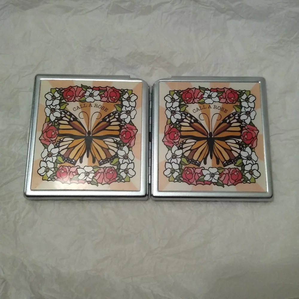 Butterfly & flowers thin metal case 🦋🌺
